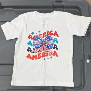 Rabbit Skins Kids T-Shirt - White with Red and Blue Design